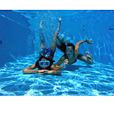   Girl, Underwater, Diving