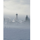   Winter, Kirche, Nebel