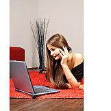   Young woman, Woman, Mobile communication, Laptop