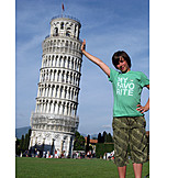   Pisa, Tourist, Stützen, Schiefer turm von pisa