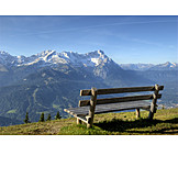   European alps, Bank, Observation point, Wooden bench, Bench