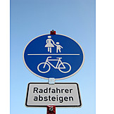  Verkehrsschild, Radfahrer, Fußgängerzone