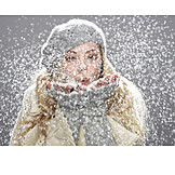   Young woman, Winter, Snow, Blowing