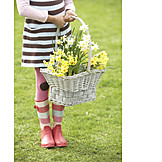   Girl, Spring, Flower Basket