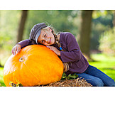   Girl, Squash, Thanksgiving, Pumpkin harvest