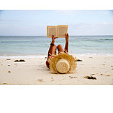   Woman, Beach, Book