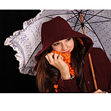  Teenager, Young Woman, Autumn, Umbrella, Umbrella