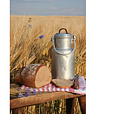   Bread, Milk canister, Rural scene, Rustic