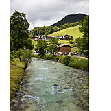   Village, Mountain stream, Berchtesgaden