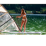   Young woman, Water sport, Windsurfing
