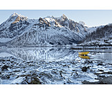   Winter Landscape, Rowboat, Lofoten