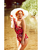   Woman, Sun hat, Swimsuit