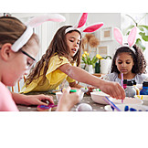   Easter, Easter egg, Painting, Friends, Rabbit ears
