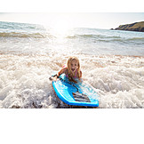   Mädchen, Glücklich, Wellen, Surfen
