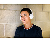   Teenager, Headphones, Listening Music