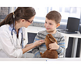   Child, Animal Love, Explaining, Rabbit, Veterinarian, Veterinary Practice
