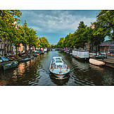   Canal, Netherlands, Amsterdam, Tourist boat
