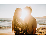   Backlighting, Couple, Beach, Romantic
