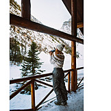   Junge frau, Urlaub, Aufwärmen, Banff, Nationalpark