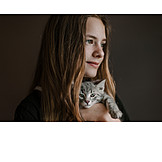   Teenager, Kittens, Portrait, Animal Loving