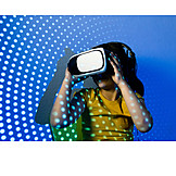   Mädchen, Virtuelle Realität, Videobrille, Head-mounted Display