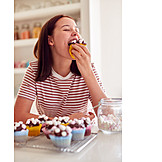   Teenager, Glücklich, Genießen, Muffin