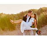   Glücklich, Strand, Romantisch, Hochzeitspaar