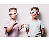  Child, Siblings, 3d Glasses